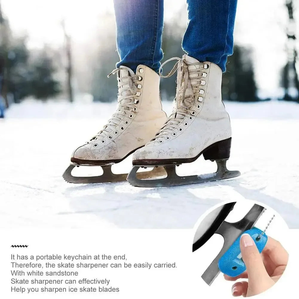 White Sandstone Ice Skate Double Side Sharpener - Portable Hanging Ice Hockey Shoe Blades Sharpener - Trekker Essentials