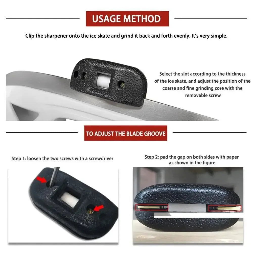 White Sandstone Ice Skate Double Side Sharpener - Portable Hanging Ice Hockey Shoe Blades Sharpener - Trekker Essentials