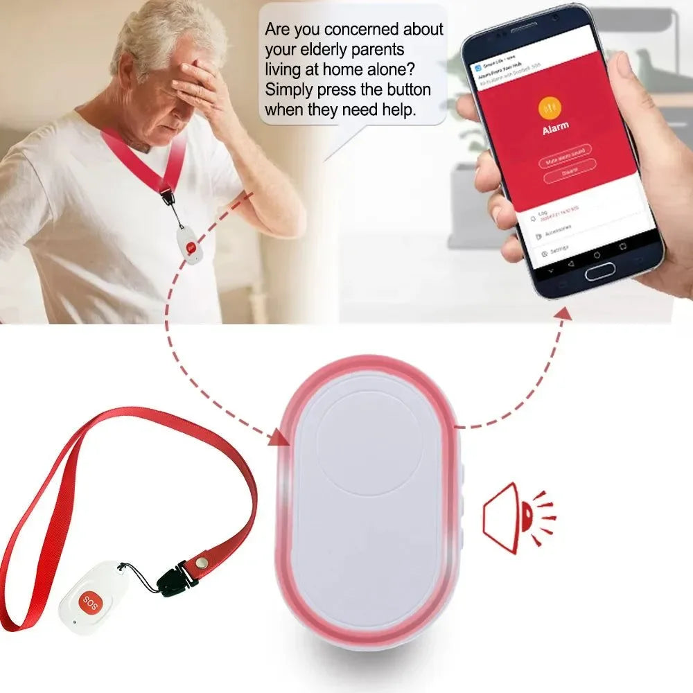 WiFi Panic Button for Elderly - Tuya Smart SOS Alarm with Wireless Call Caregiver Pager for Senior Care - Trekker Essentials