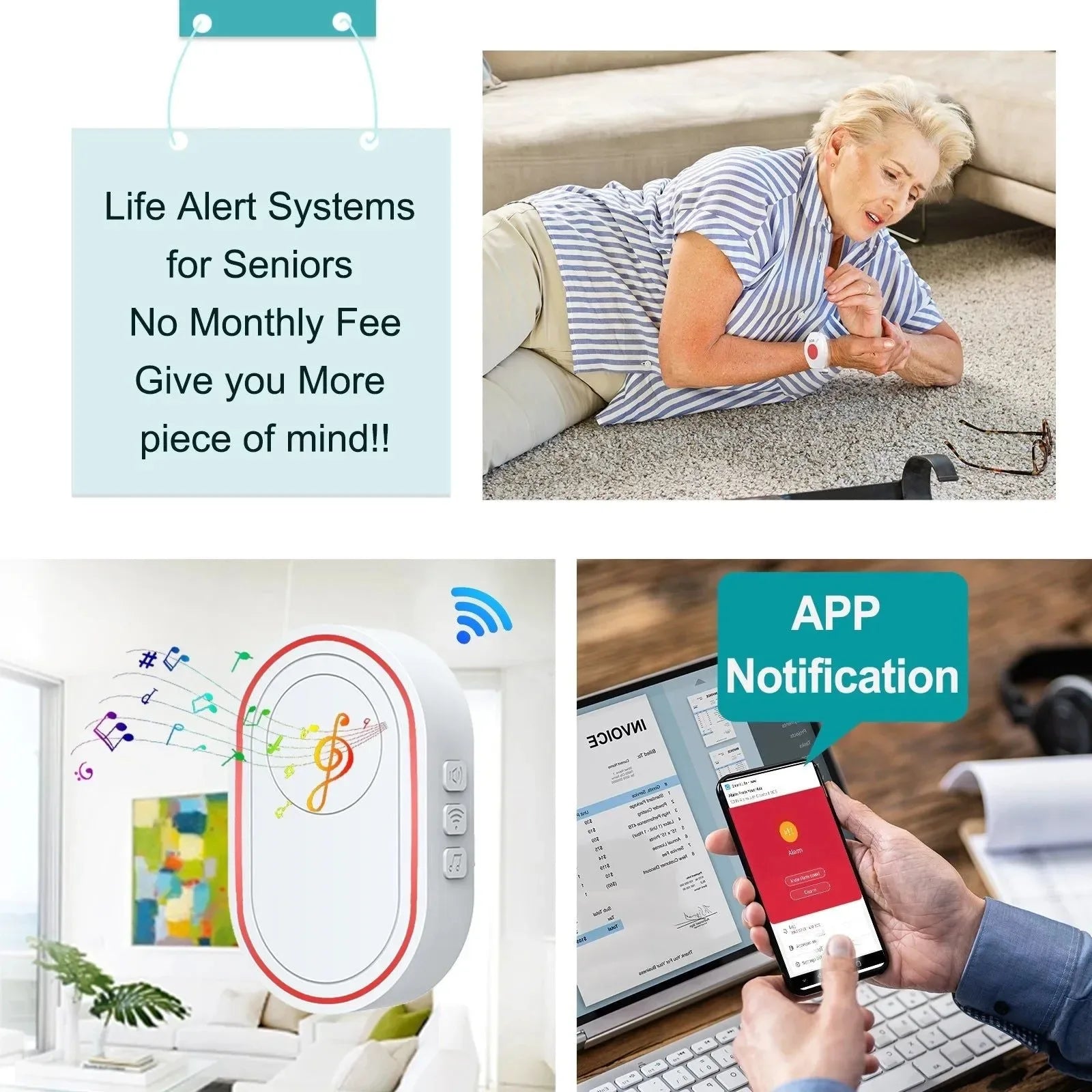 WiFi Panic Button for Elderly - Tuya Smart SOS Alarm with Wireless Call Caregiver Pager for Senior Care - Trekker Essentials