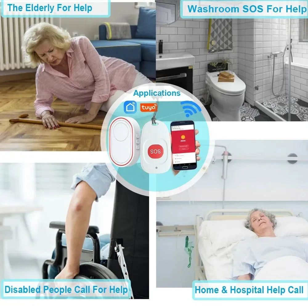 WiFi Panic Button for Elderly - Tuya Smart SOS Alarm with Wireless Call Caregiver Pager for Senior Care - Trekker Essentials