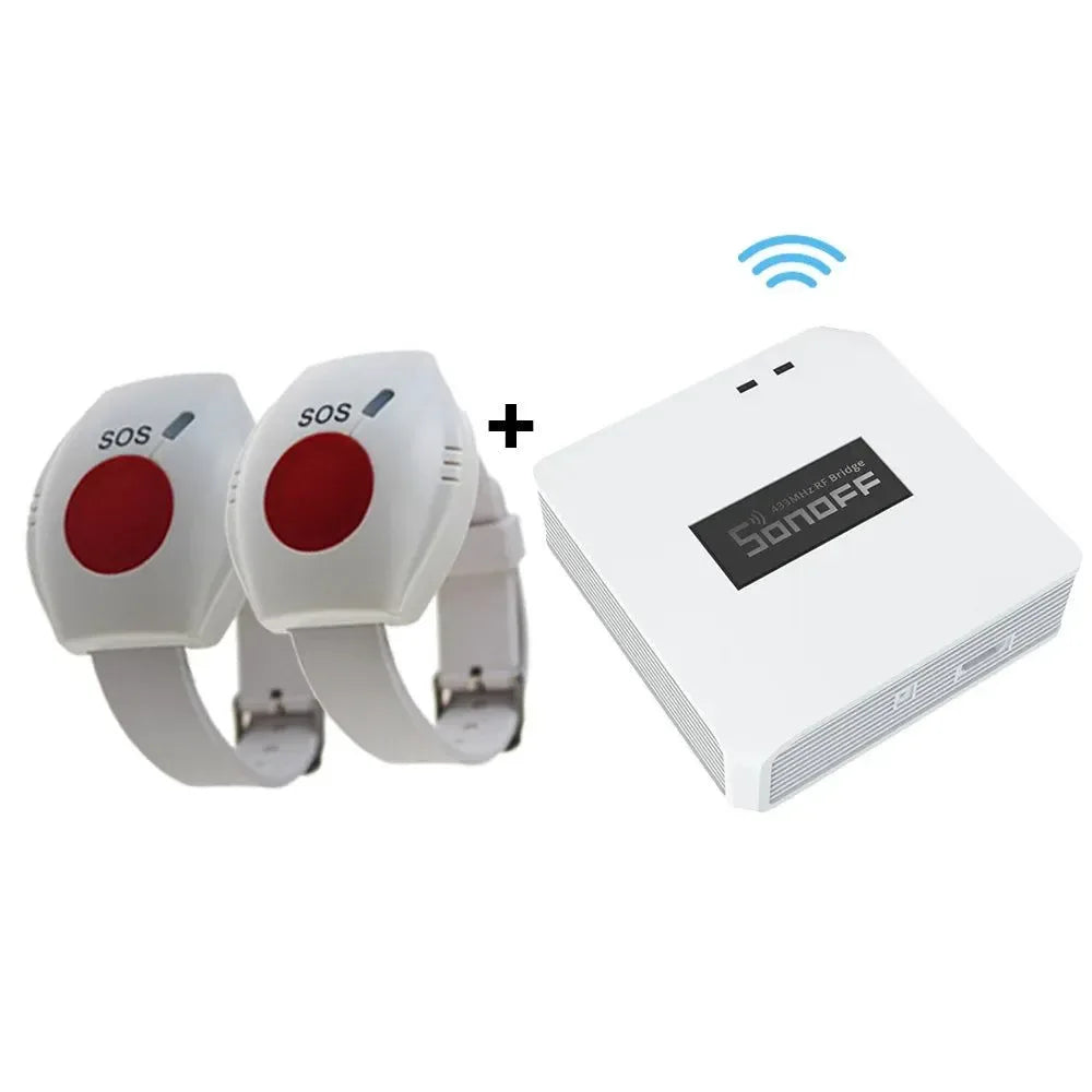 WIFI SOS Button for Elderly - RF 433MHz Panic Button Emergency Alarm Wireless Watch Bracelet with Smartphone App Integration - Trekker Essentials