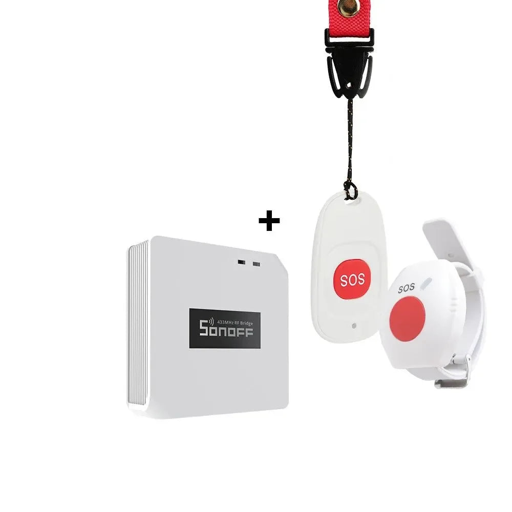 WIFI SOS Button for Elderly - RF 433MHz Panic Button Emergency Alarm Wireless Watch Bracelet with Smartphone App Integration - Trekker Essentials