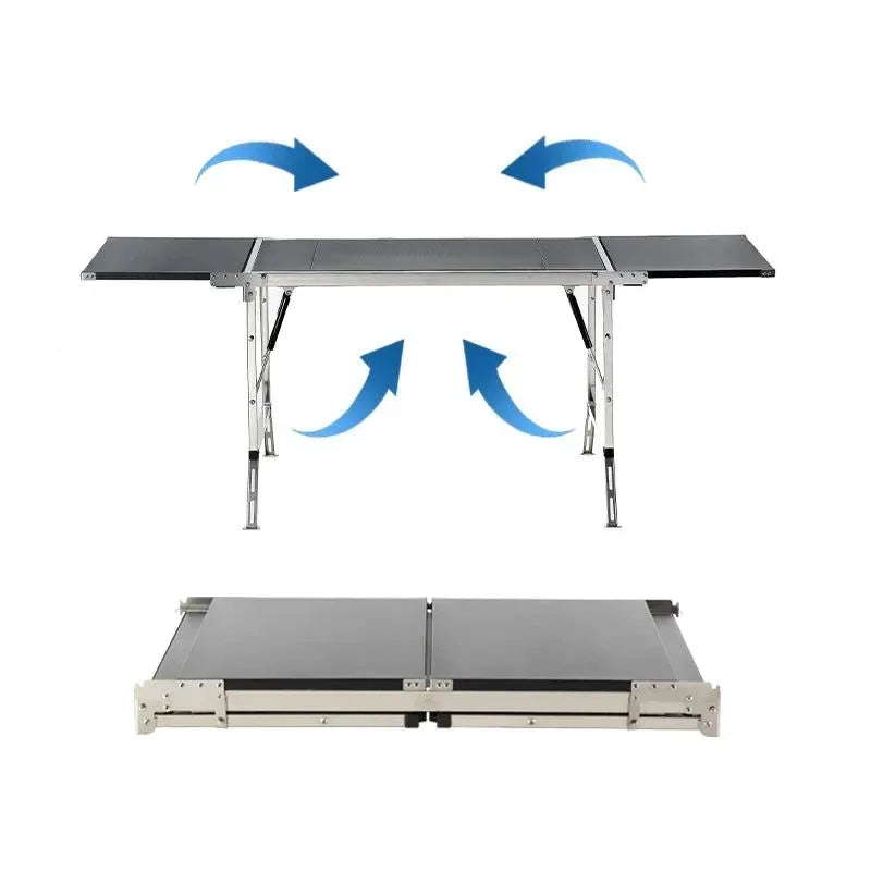 Wild Journey 304 Stainless Steel Folding Table - Perfect for Camping, Picnic, and BBQ - Trekker Essentials