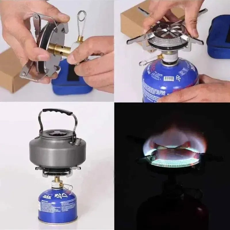 Windproof Camping Gas Stove – Portable Foldable Electronic Ignition Stove Head for Outdoor Cooking, Hiking & Mountaineering - Trekker Essentials