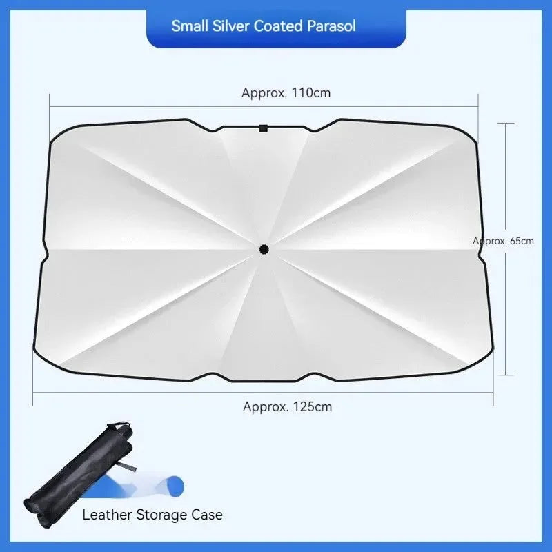 Windshield SunShade Umbrella - Hemmed Edge Cover, Car Summer Sun Protection, Front Window Sun Shade - Trekker Essentials