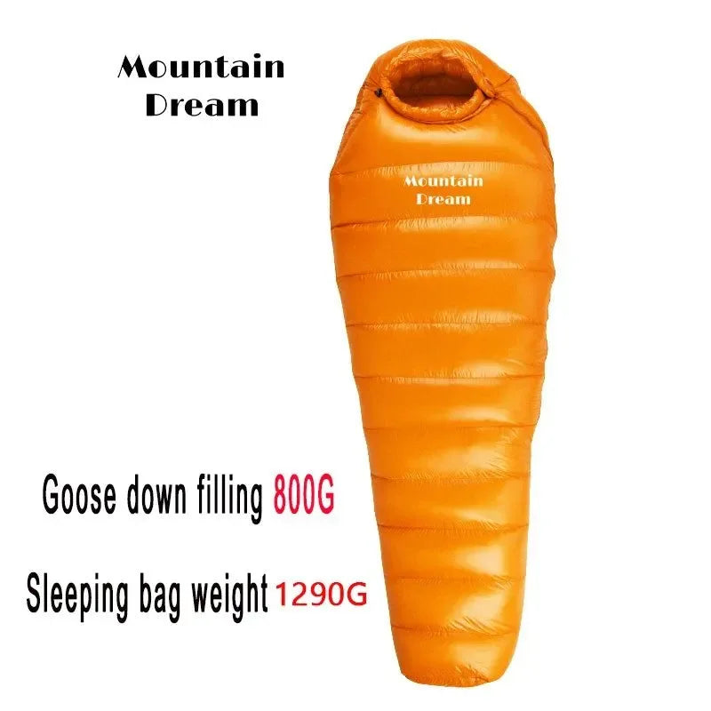 Winter Down Mummy Sleeping Bag - Warm White Goose Down for Three Seasons, Suitable for Camping Trips - Trekker Essentials