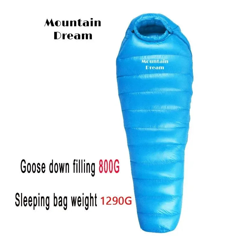 Winter Down Mummy Sleeping Bag - Warm White Goose Down for Three Seasons, Suitable for Camping Trips - Trekker Essentials