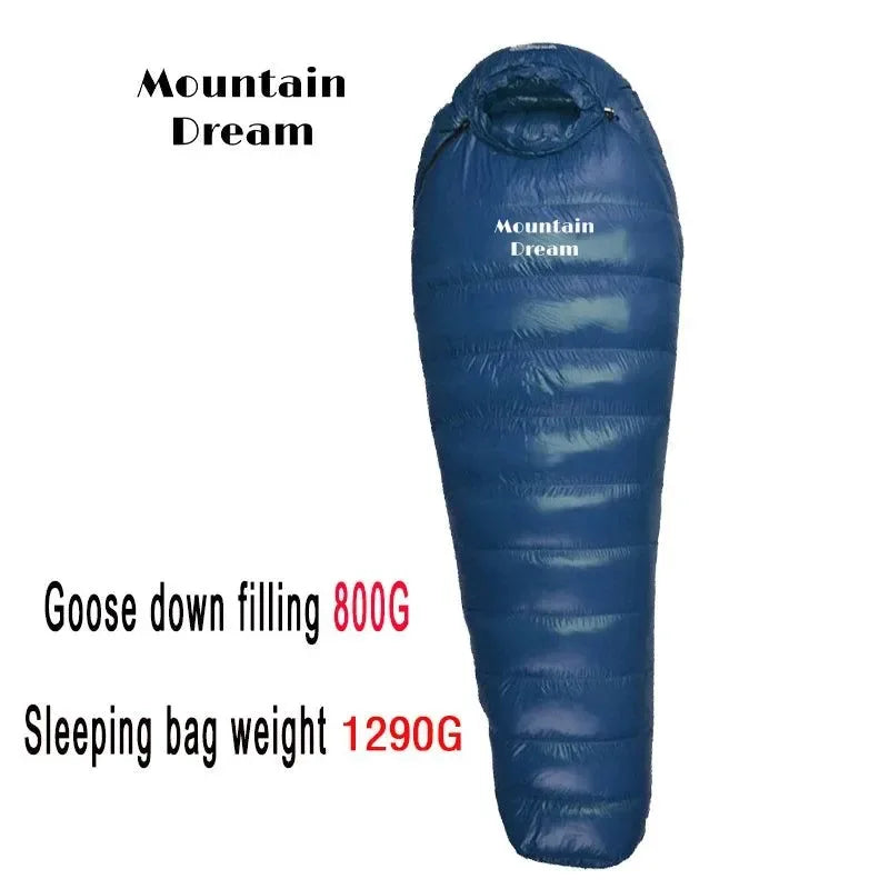 Winter Down Mummy Sleeping Bag - Warm White Goose Down for Three Seasons, Suitable for Camping Trips - Trekker Essentials