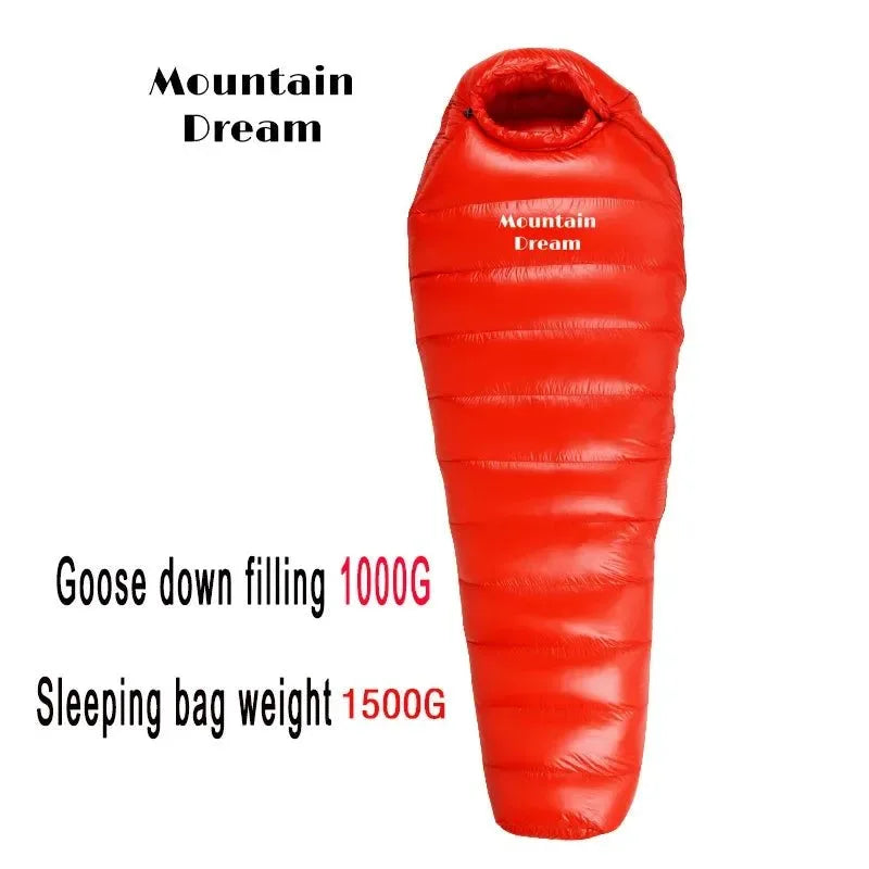 Winter Down Mummy Sleeping Bag - Warm White Goose Down for Three Seasons, Suitable for Camping Trips - Trekker Essentials