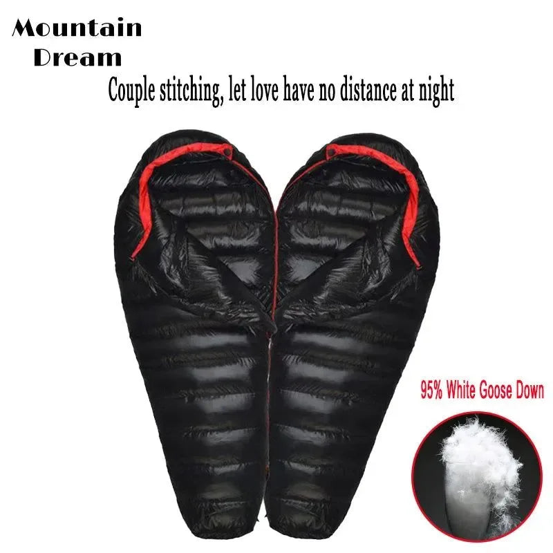 Winter Down Mummy Sleeping Bag - Warm White Goose Down for Three Seasons, Suitable for Camping Trips - Trekker Essentials