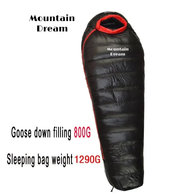 Winter Down Mummy Sleeping Bag - Warm White Goose Down for Three Seasons, Suitable for Camping Trips - Trekker Essentials