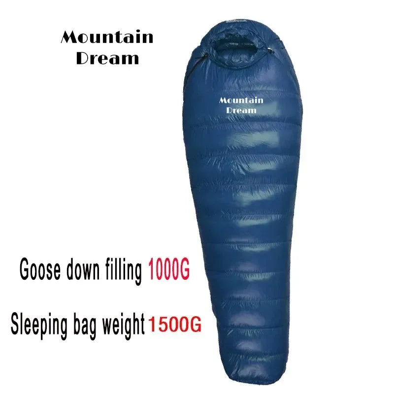 Winter Down Mummy Sleeping Bag - Warm White Goose Down for Three Seasons, Suitable for Camping Trips - Trekker Essentials