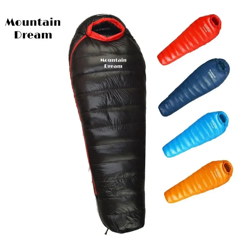 Winter Down Mummy Sleeping Bag - Warm White Goose Down for Three Seasons, Suitable for Camping Trips - Trekker Essentials