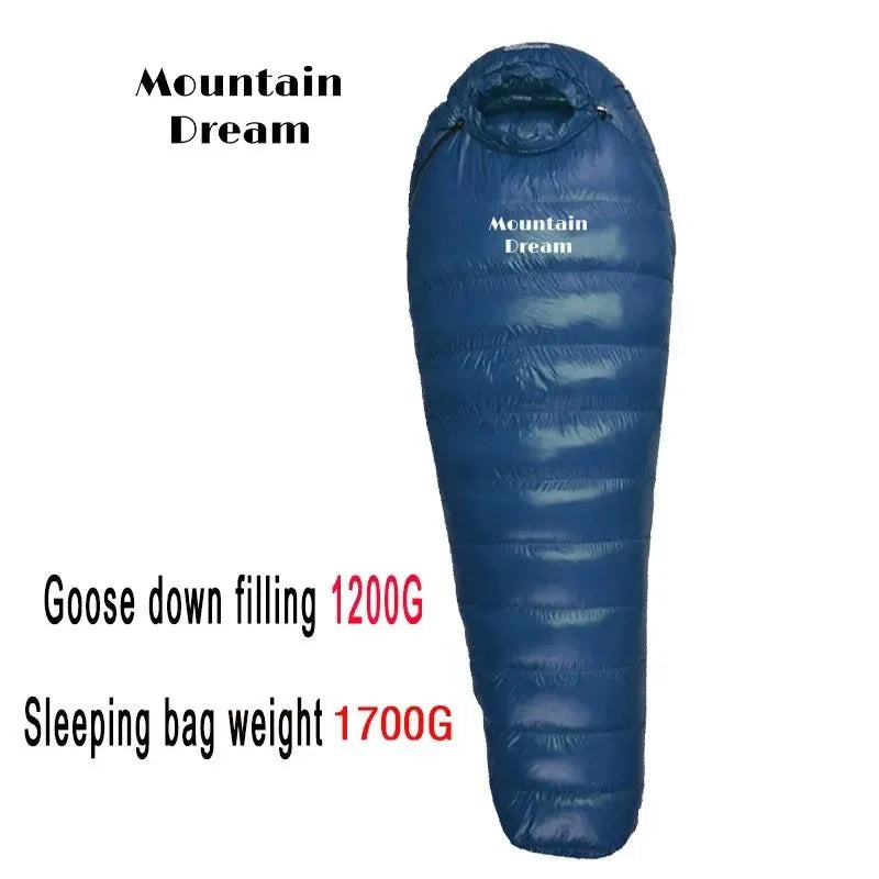 Winter Down Mummy Sleeping Bag - Warm White Goose Down for Three Seasons, Suitable for Camping Trips - Trekker Essentials
