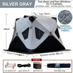 Winter Ice Fishing Outdoor Camping Tent with Cotton - Trekker Essentials