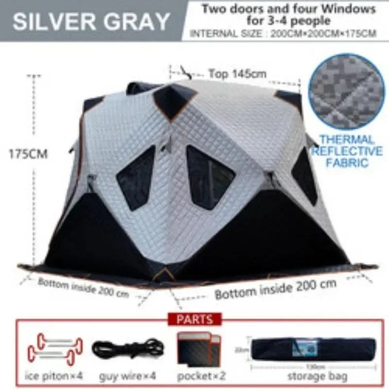 Winter Ice Fishing Outdoor Camping Tent with Cotton - Trekker Essentials