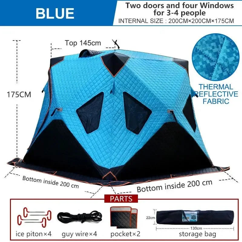 Winter Ice Fishing Outdoor Camping Tent with Cotton - Trekker Essentials