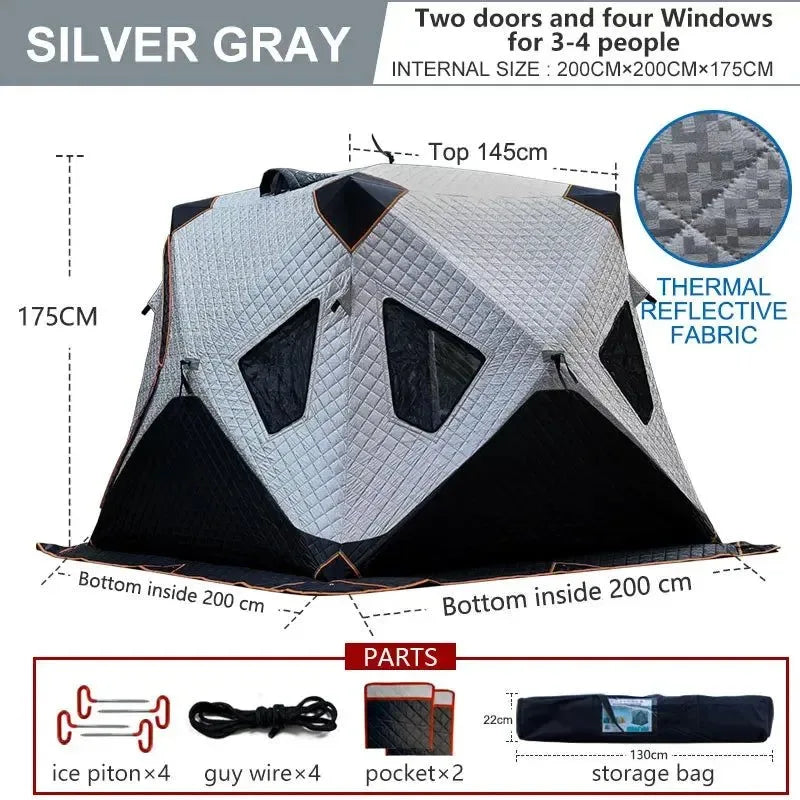Winter Ice Fishing Outdoor Camping Tent with Cotton - Trekker Essentials