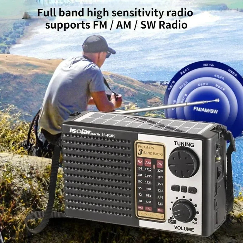 Wireless Bluetooth Speaker with LED Flashlight - FM AM SW Radio, Solar Charging, Emergency Full Band High Sensitivity Portable Radio - Trekker Essentials