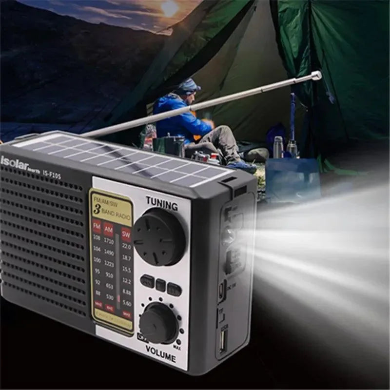 Wireless Bluetooth Speaker with LED Flashlight - FM AM SW Radio, Solar Charging, Emergency Full Band High Sensitivity Portable Radio - Trekker Essentials