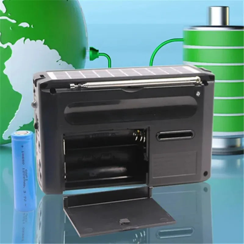 Wireless Bluetooth Speaker with LED Flashlight - FM AM SW Radio, Solar Charging, Emergency Full Band High Sensitivity Portable Radio - Trekker Essentials