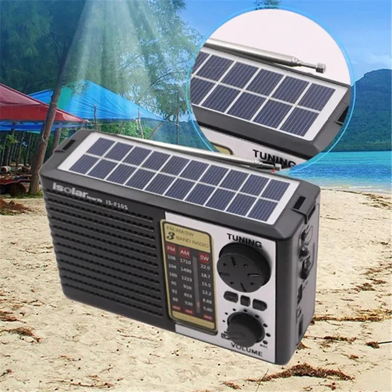 Wireless Bluetooth Speaker with LED Flashlight - FM AM SW Radio, Solar Charging, Emergency Full Band High Sensitivity Portable Radio - Trekker Essentials