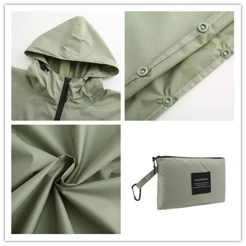 Women Men Poncho Raincoat - Waterproof Tent Cover for Outdoors Hiking and Biking - Trekker Essentials