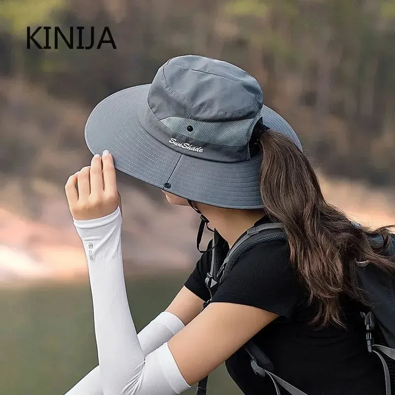 Women Ponytail Fisherman Hat - Stylish and Functional Outdoor Sun Cap - Trekker Essentials