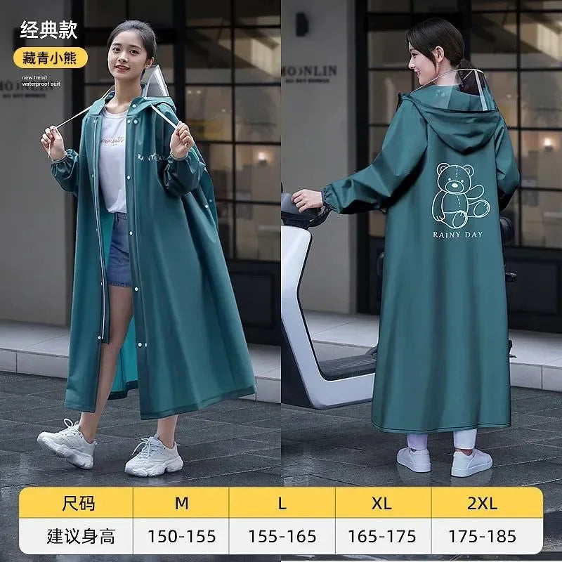 Women's Portable Poncho Raincoat - Thickened Non-Disposable One-Piece for Electric Vehicles - Trekker Essentials