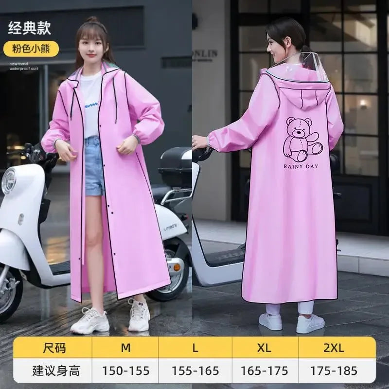 Women's Portable Poncho Raincoat - Thickened Non-Disposable One-Piece for Electric Vehicles - Trekker Essentials