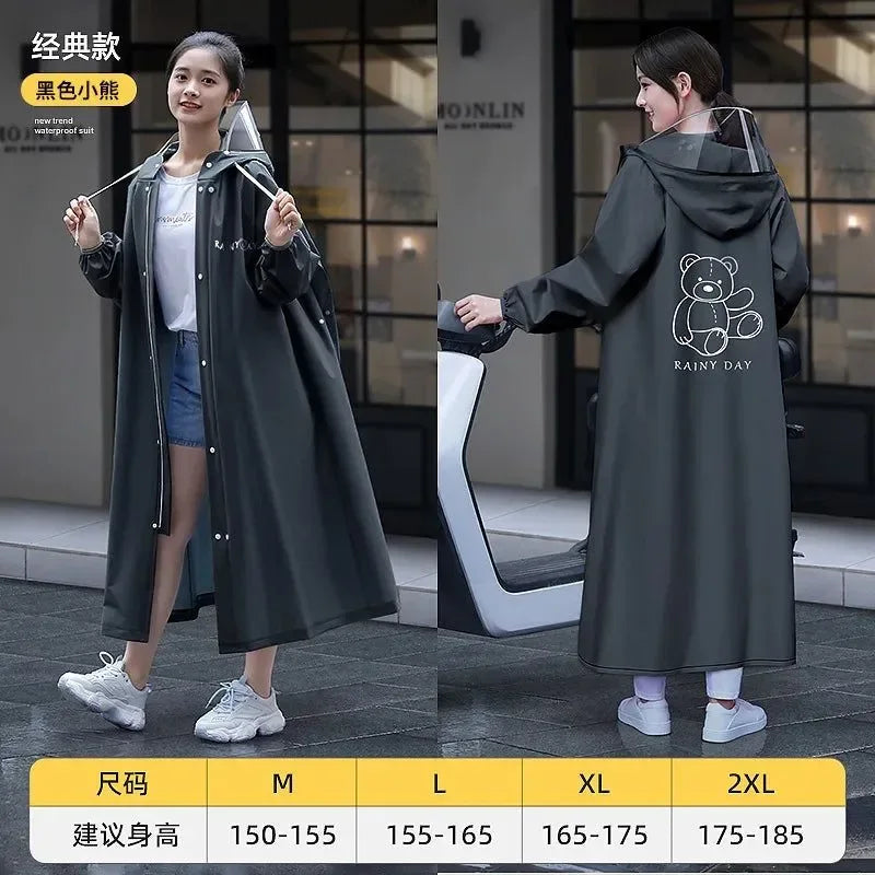 Women's Portable Poncho Raincoat - Thickened Non-Disposable One-Piece for Electric Vehicles - Trekker Essentials