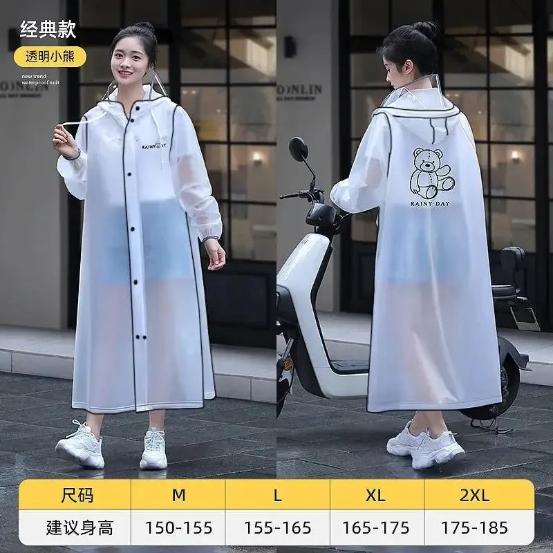 Women's Portable Poncho Raincoat - Thickened Non-Disposable One-Piece for Electric Vehicles - Trekker Essentials