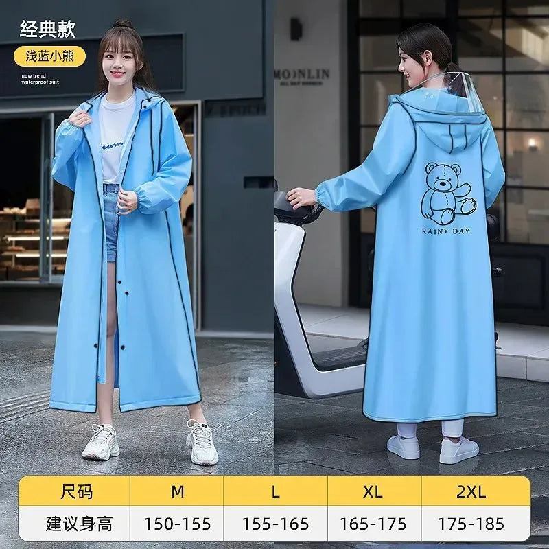 Women's Portable Poncho Raincoat - Thickened Non-Disposable One-Piece for Electric Vehicles - Trekker Essentials