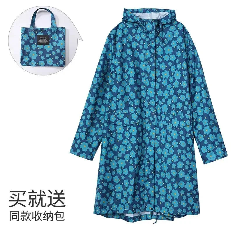 Women's Stylish Long Waterproof Raincoat with Hood for Outdoor Activities - Trekker Essentials