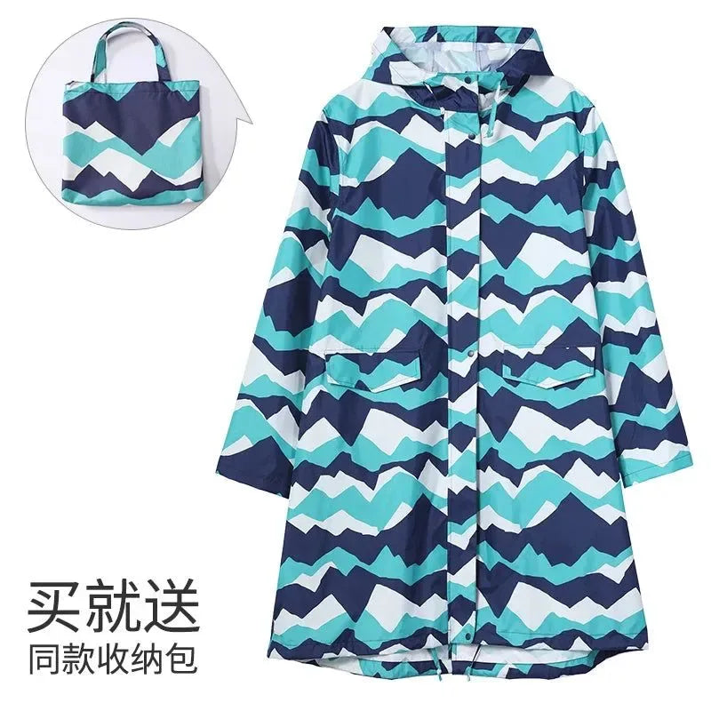 Women's Stylish Long Waterproof Raincoat with Hood for Outdoor Activities - Trekker Essentials