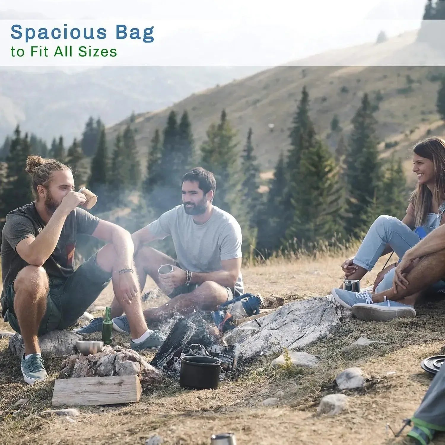 XL 3-Season Sleeping Bag with Hood - 32°F Comfort Rated for Backpacking, Hiking, and Camping - Trekker Essentials