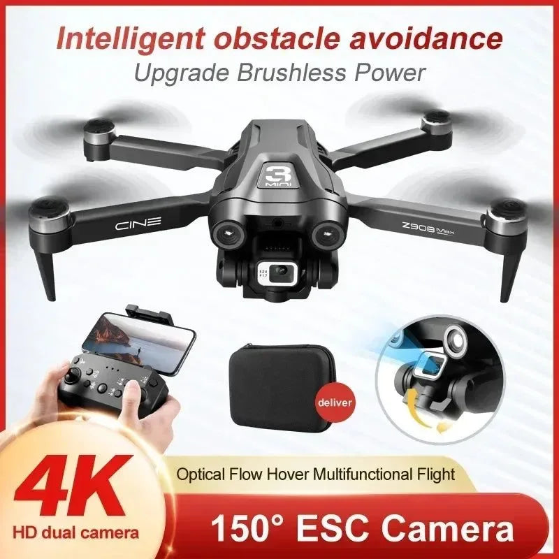 Z908 Pro/MAX 8K Drone – 4K/6K/8K HD Camera, 3-Sided Obstacle Avoidance, Foldable Quadcopter - Trekker Essentials