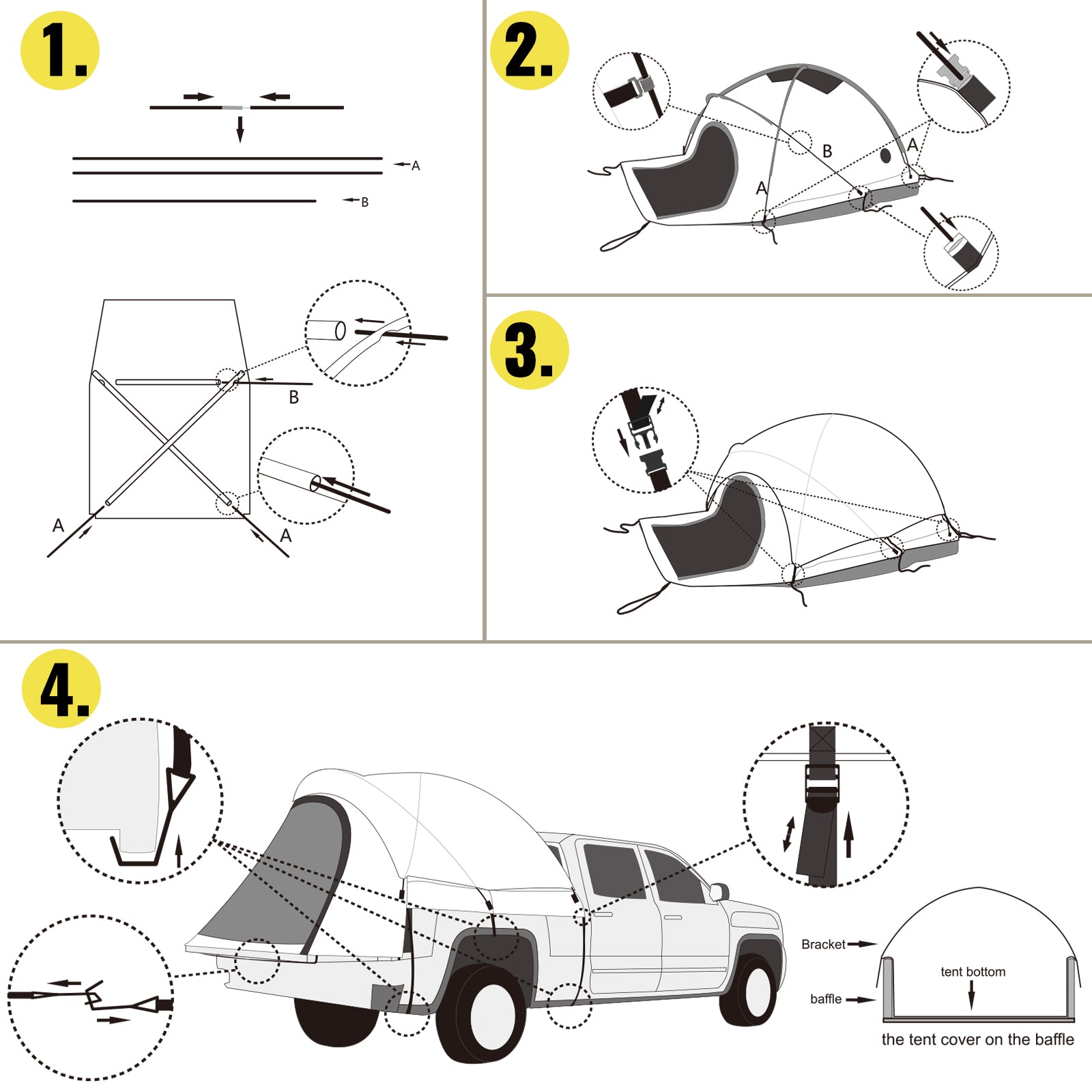 Waterproof Truck Bed Tent (5–8 FT) – 2 Person Pickup Camping Tent for Outdoor Travel & Overlanding Trekker Essentials